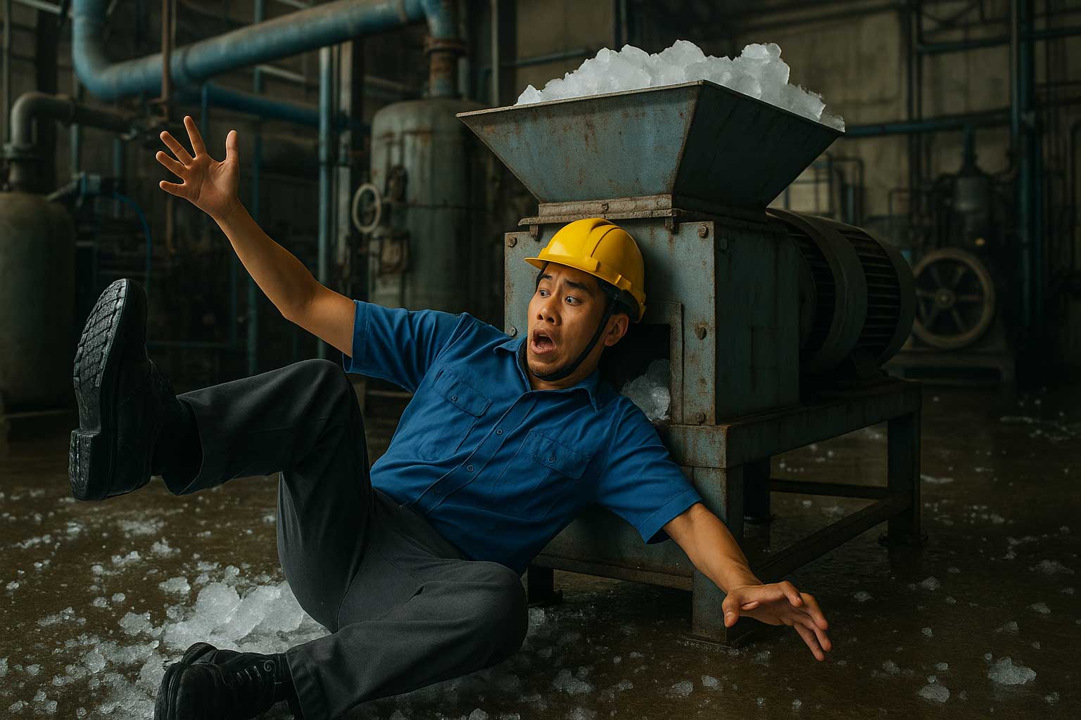 A worker died due to slipping into an ice crushing machine in Soc Trang