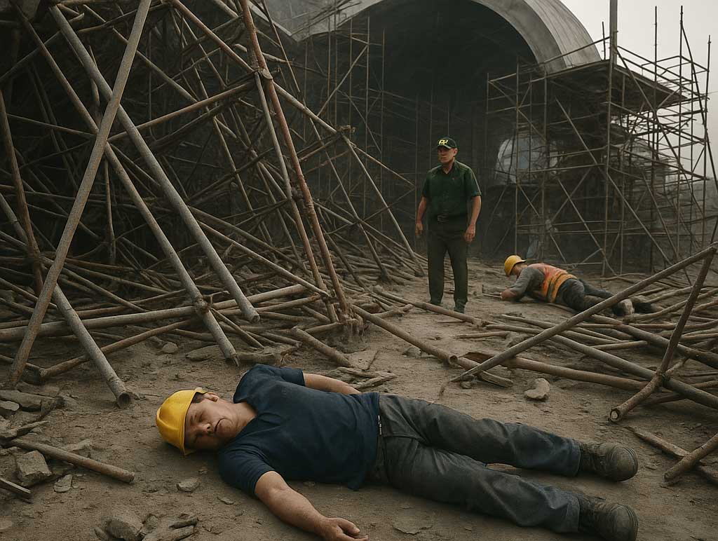 Scaffolding collapse at Son Tien, 2 workers dead
