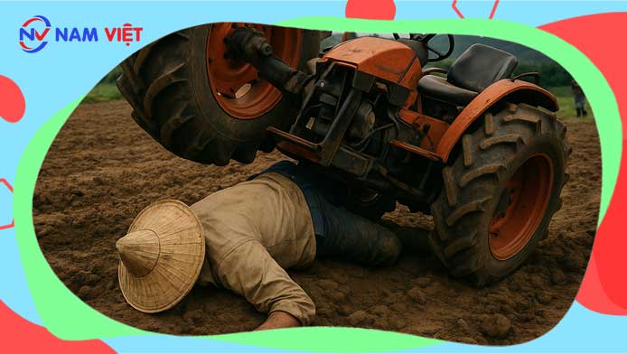 18-year-old man dies after being crushed by an overturned tractor in Lam Dong